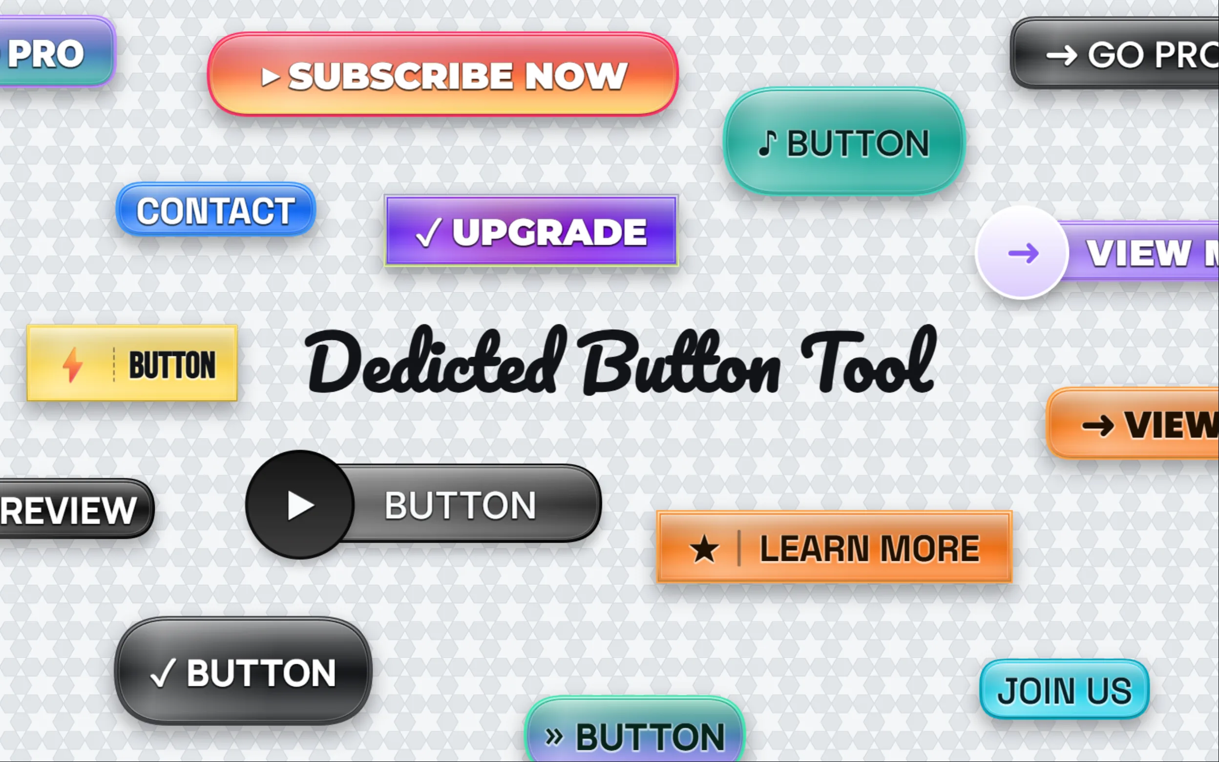 The dedicated Button tool with editable pill, rounded and outline shapes
