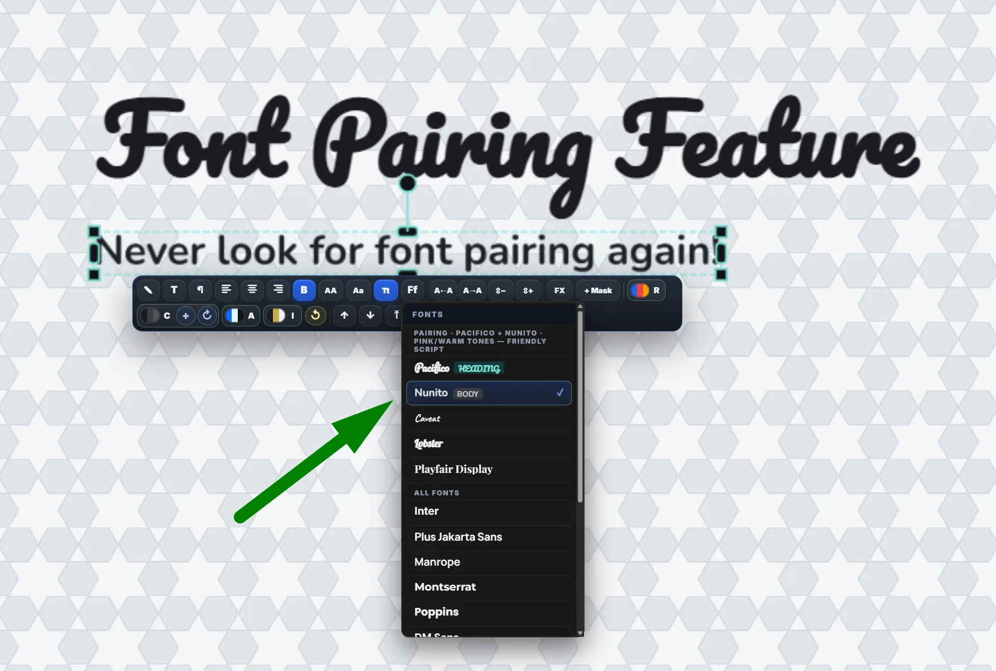 Smart font pairing suggestions tuned to the photo