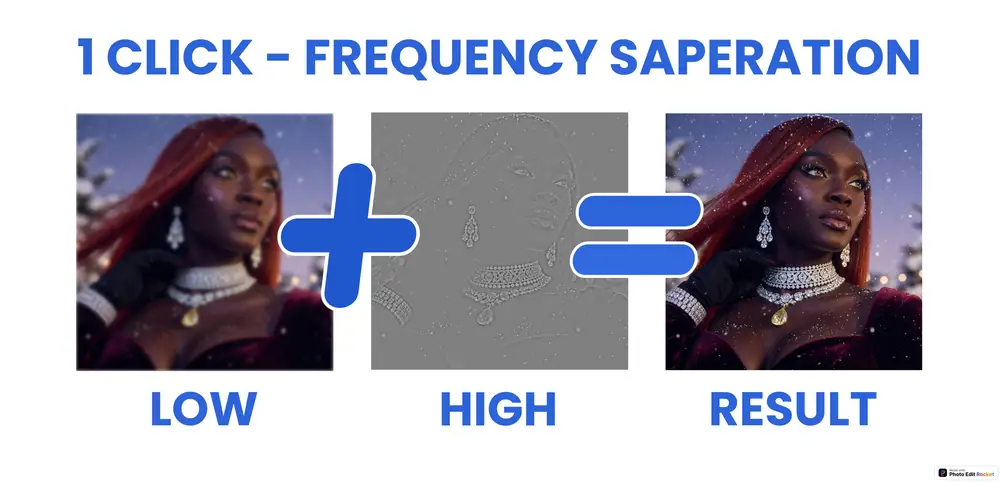 One-click frequency separation splitting tone and texture