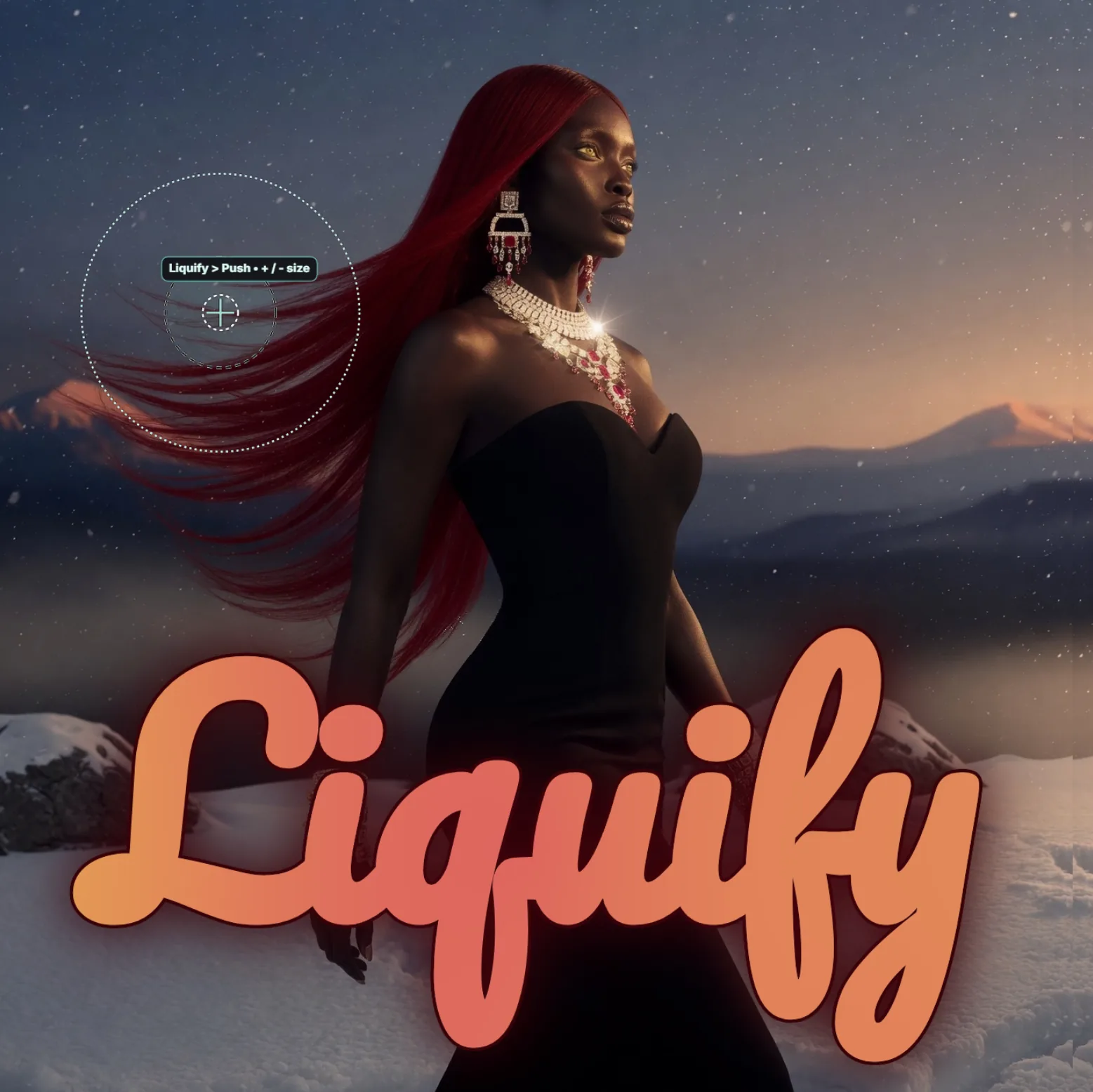 Liquify brush pushing and reshaping pixels
