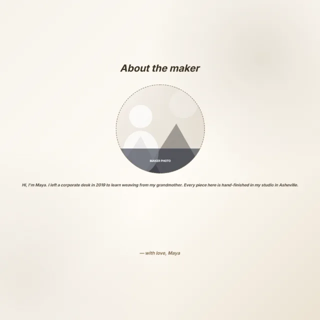 Shop About The Maker template layout preview